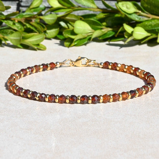 Hessonite Garnet Gemstone Beaded Bracelet