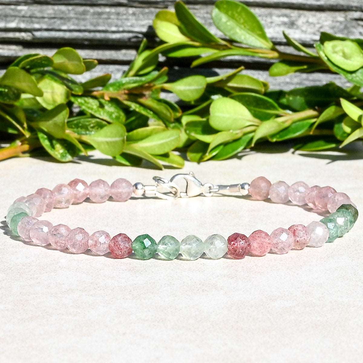 Natural Strawberry Quartz Gemstone Bracelet