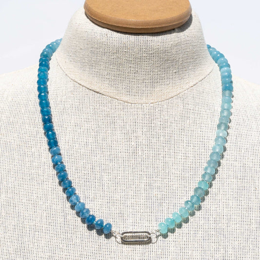 Triple Gemstone Aqua Chalcedony, Aventurine, and Amazonite Beaded Necklace