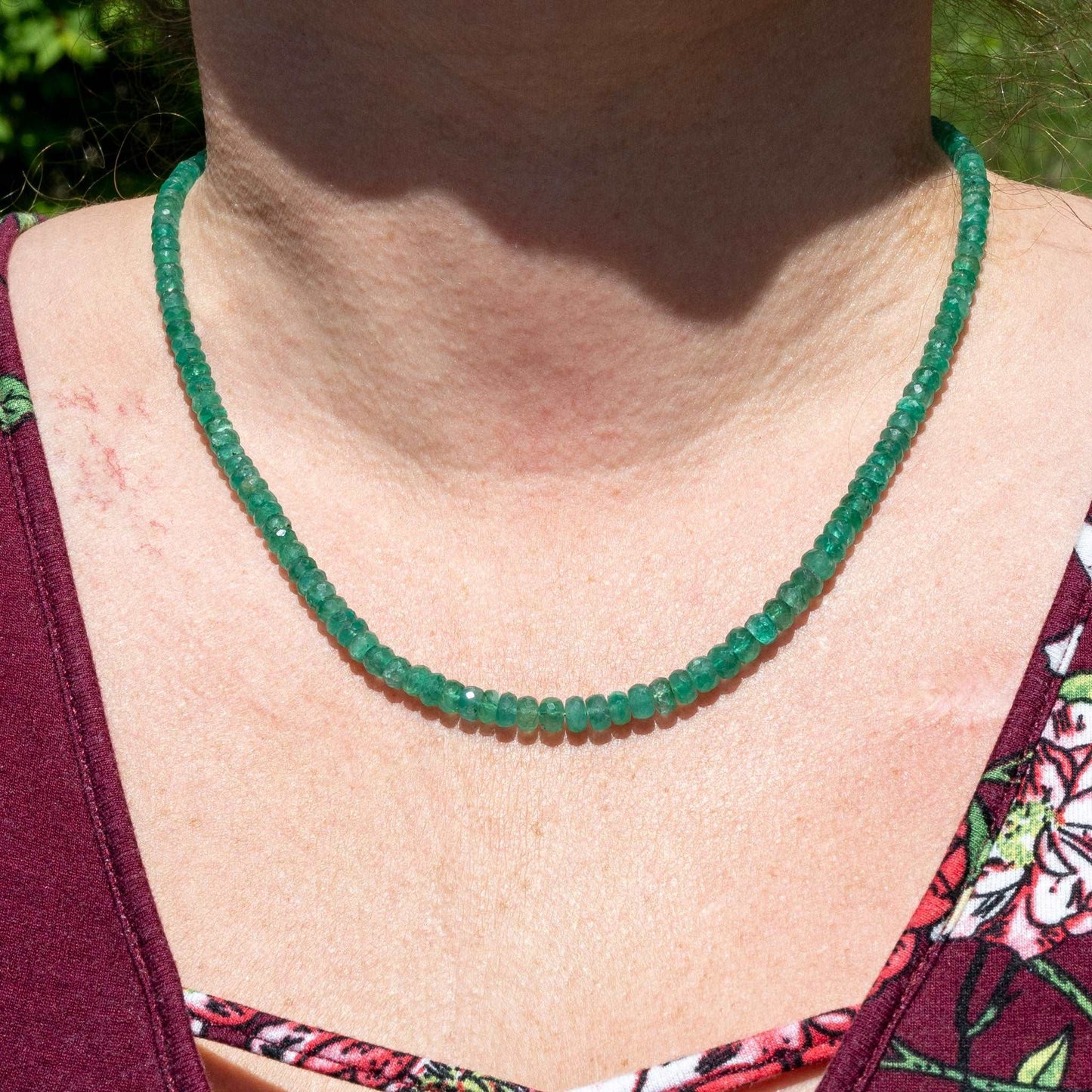 Stunning Emerald Gemstone Beaded Necklace