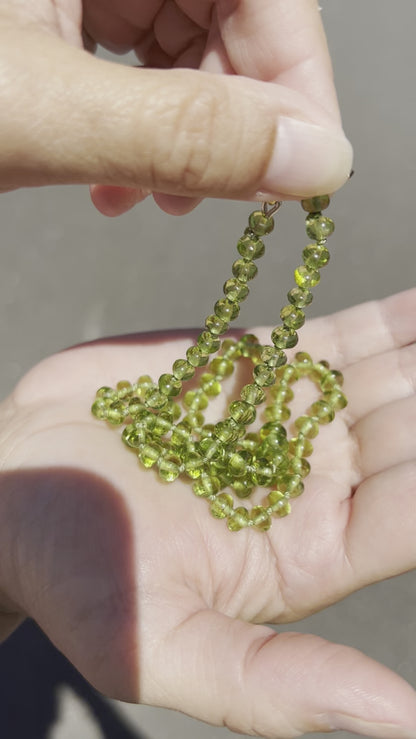 Peridot Beaded Necklace Hand Knotted on Silk