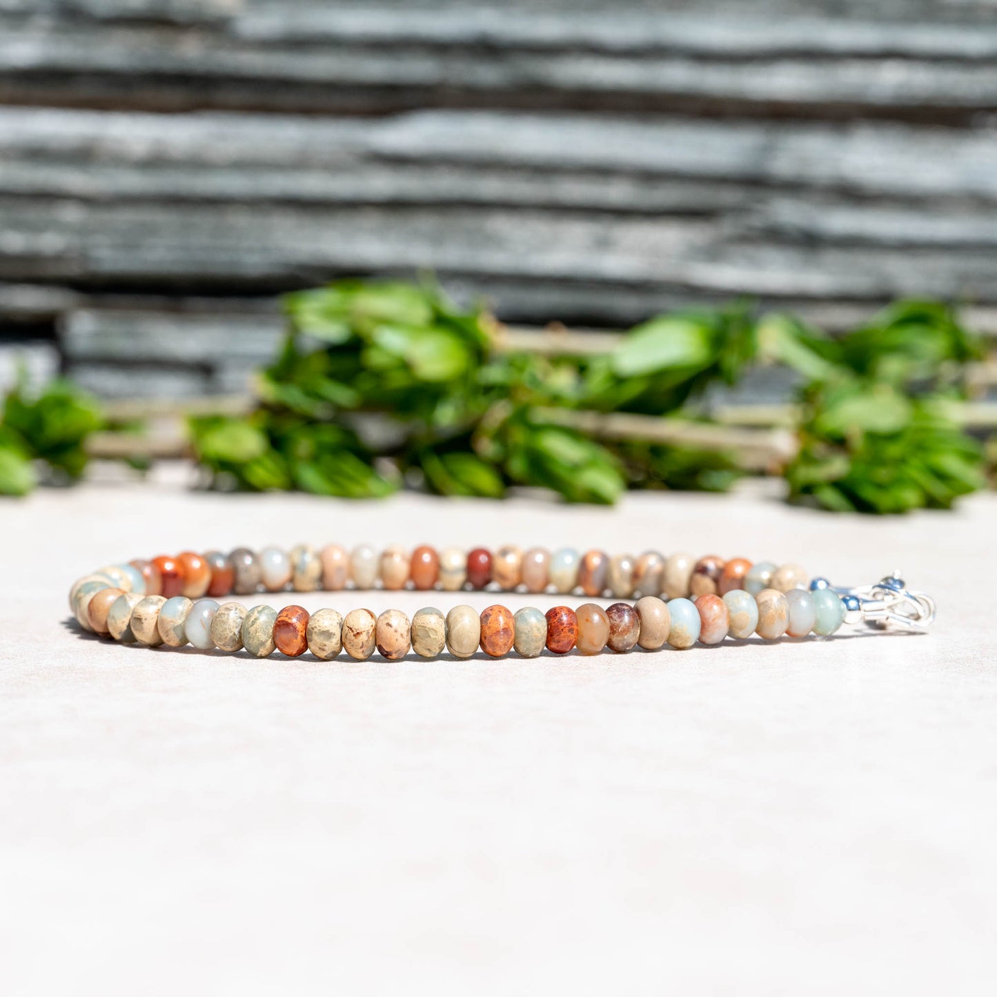 Ocean-Inspired Sea Sediment Jasper Beaded Bracelet