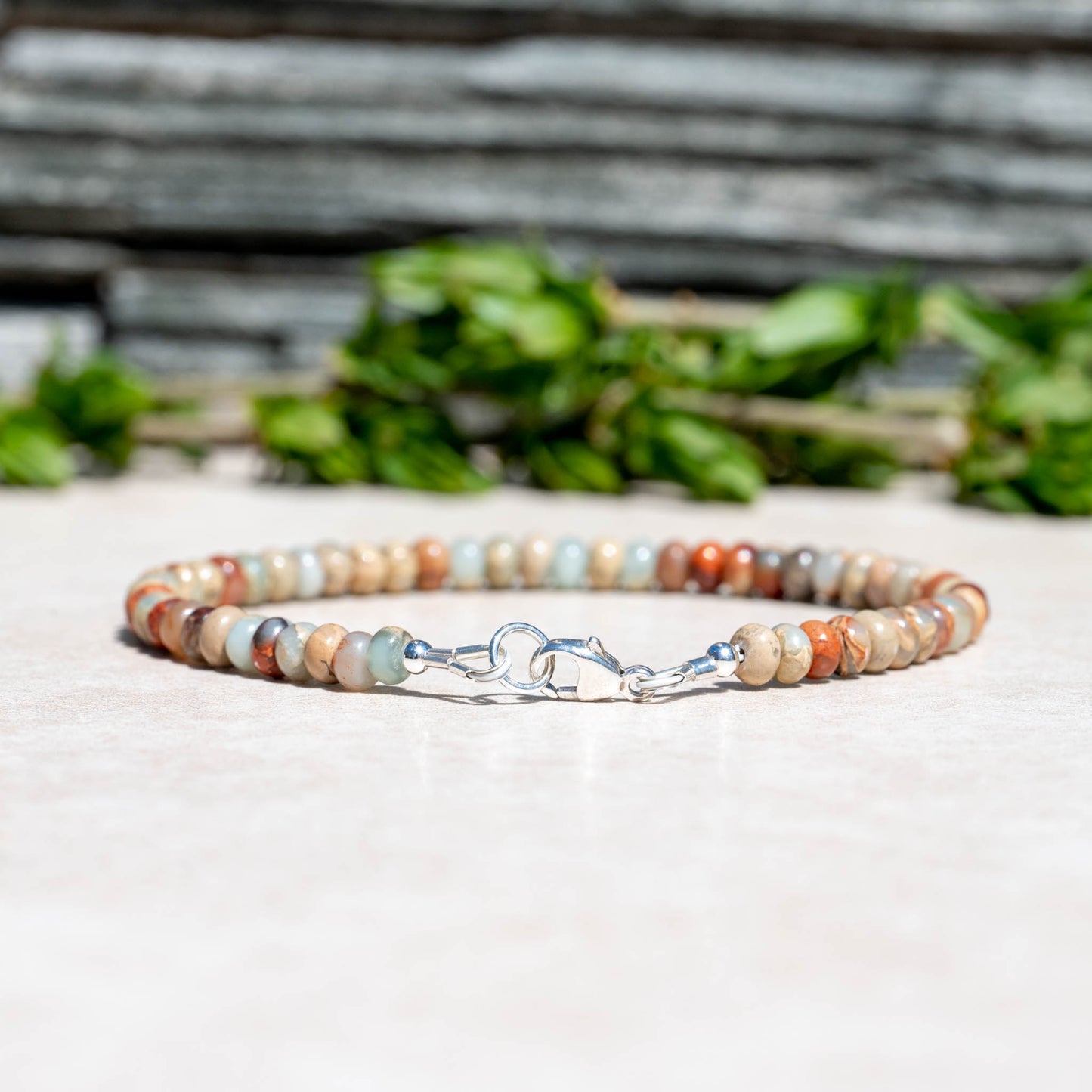 Ocean-Inspired Sea Sediment Jasper Beaded Bracelet