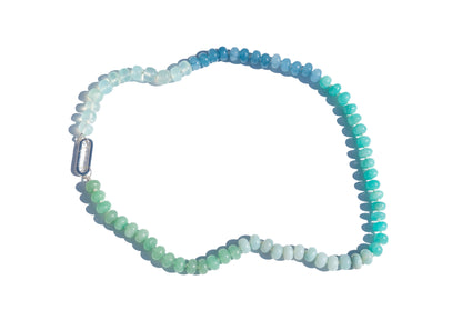 Triple Gemstone Aqua Chalcedony, Aventurine, and Amazonite Beaded Necklace