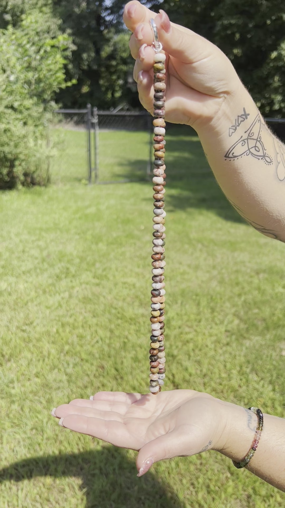 Agate and Red Jasper Hand Knotted Candy Rainbow Necklace