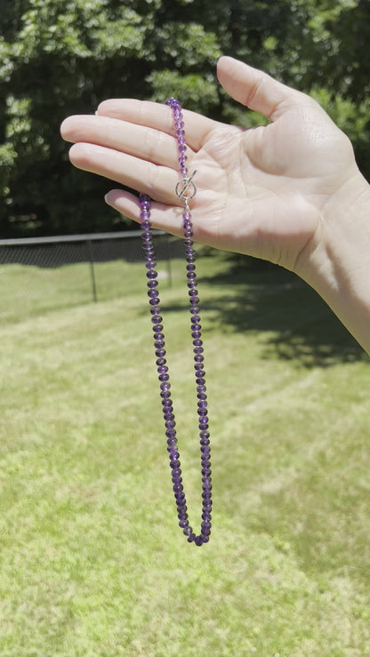 Amethyst Gemstone Necklace - Hand Knotted