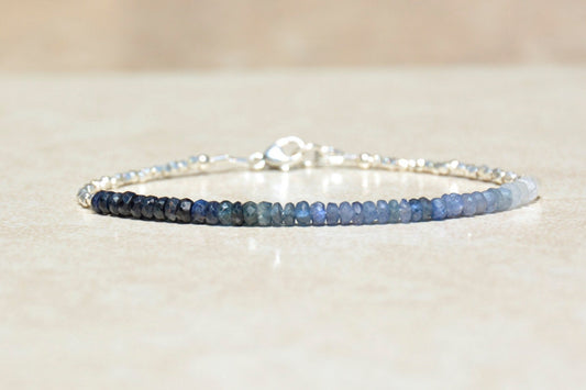 Blue Shaded Sapphire Gemstone Bracelet