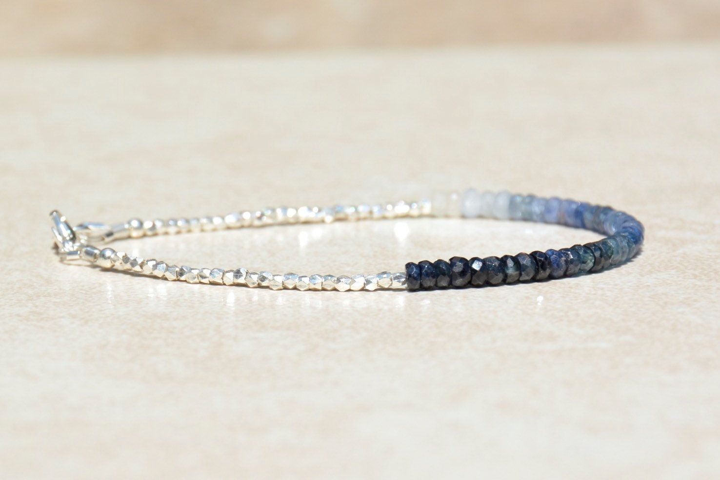 Blue Shaded Sapphire Gemstone Bracelet