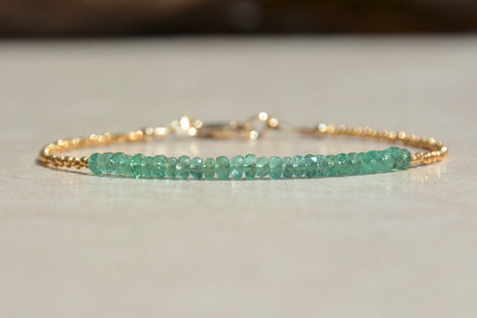 Emerald & Gold Beaded Birthstone Bracelet