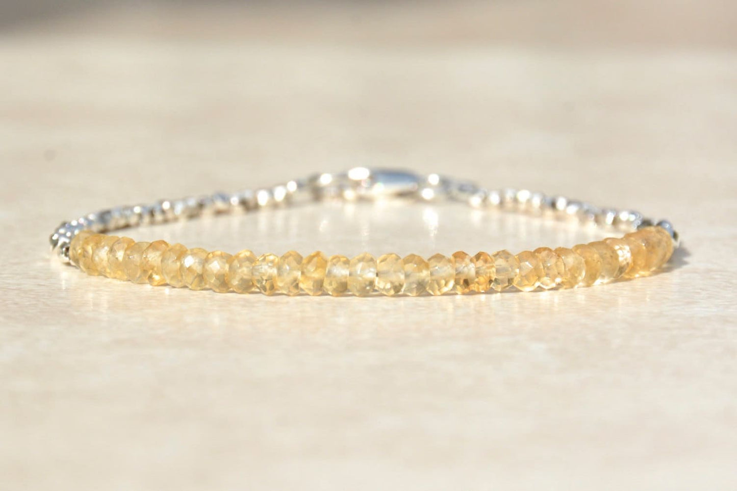 Citrine Gemstone Beaded Bracelet - The Birthstone for November