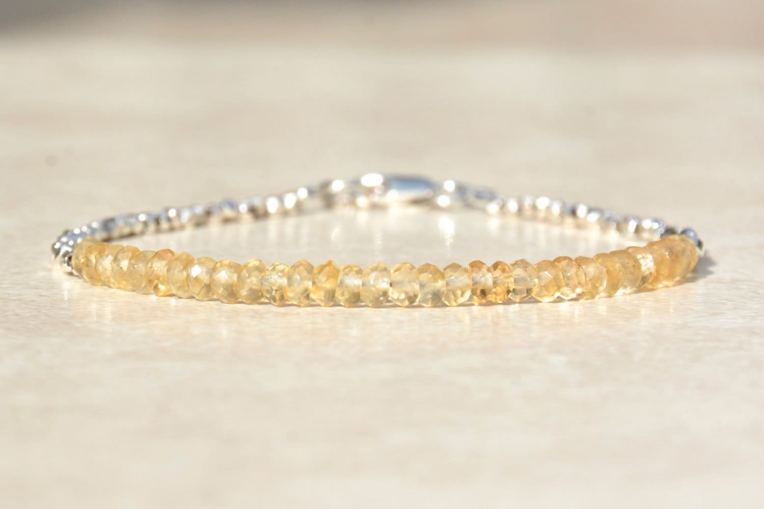 Citrine Gemstone Beaded Bracelet - The Birthstone for November