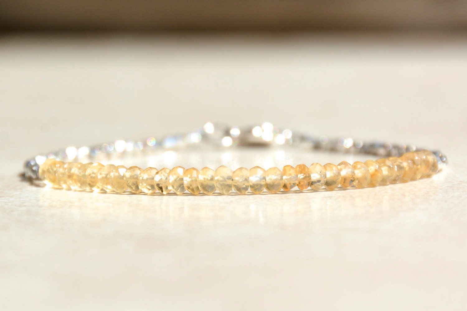 Citrine Gemstone Beaded Bracelet - The Birthstone for November