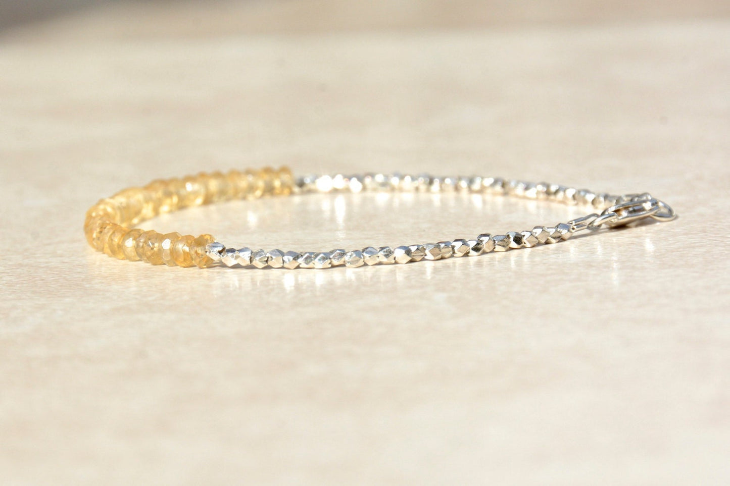 Citrine Gemstone Beaded Bracelet - The Birthstone for November