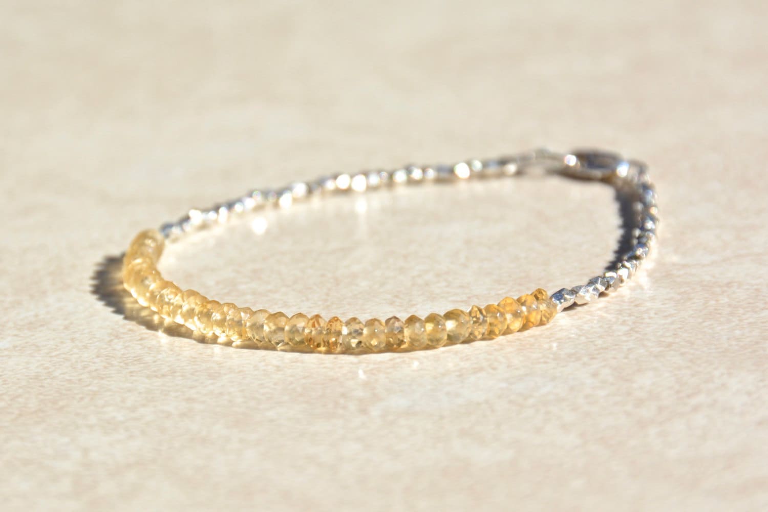 Citrine Gemstone Beaded Bracelet - The Birthstone for November