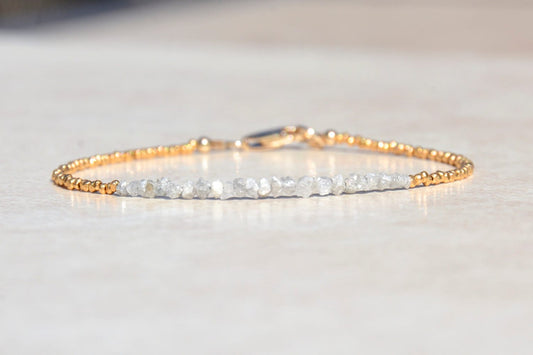 Raw Diamond Bracelet with Gold