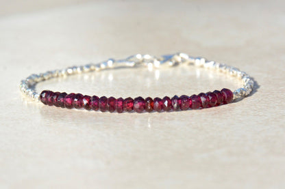 Garnet Beaded Bracelet with Karen Hill Tribe Silver