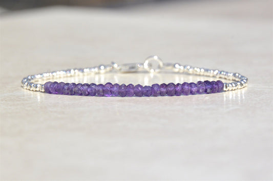 Amethyst & Silver Beaded Bracelet