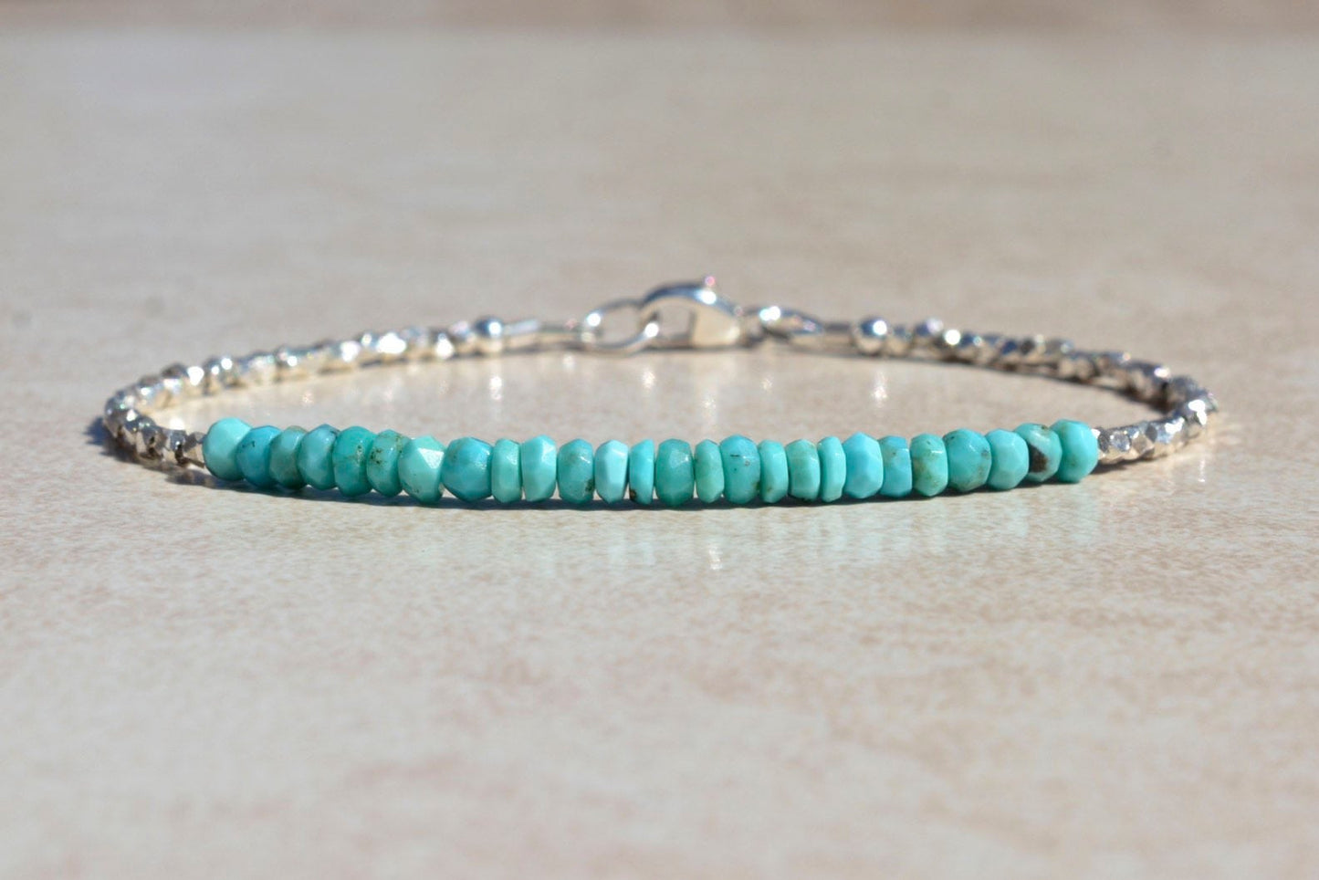 Turquoise and Karen Hill Silver Beaded Bracelet