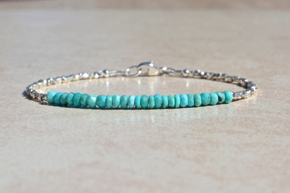 Turquoise and Karen Hill Silver Beaded Bracelet