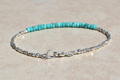 Turquoise and Karen Hill Silver Beaded Bracelet