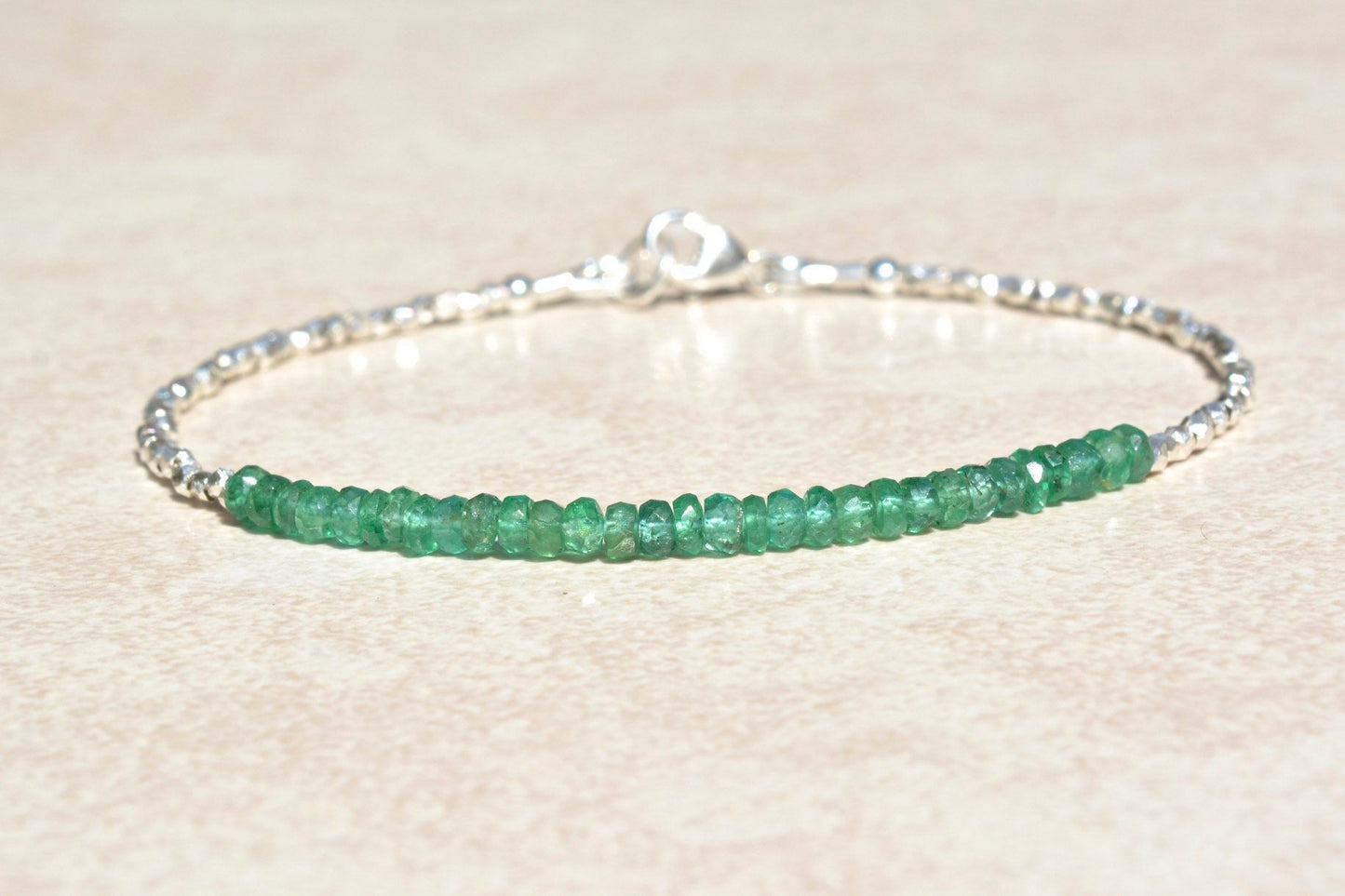 Zambian Emerald Birthstone Bracelet for May