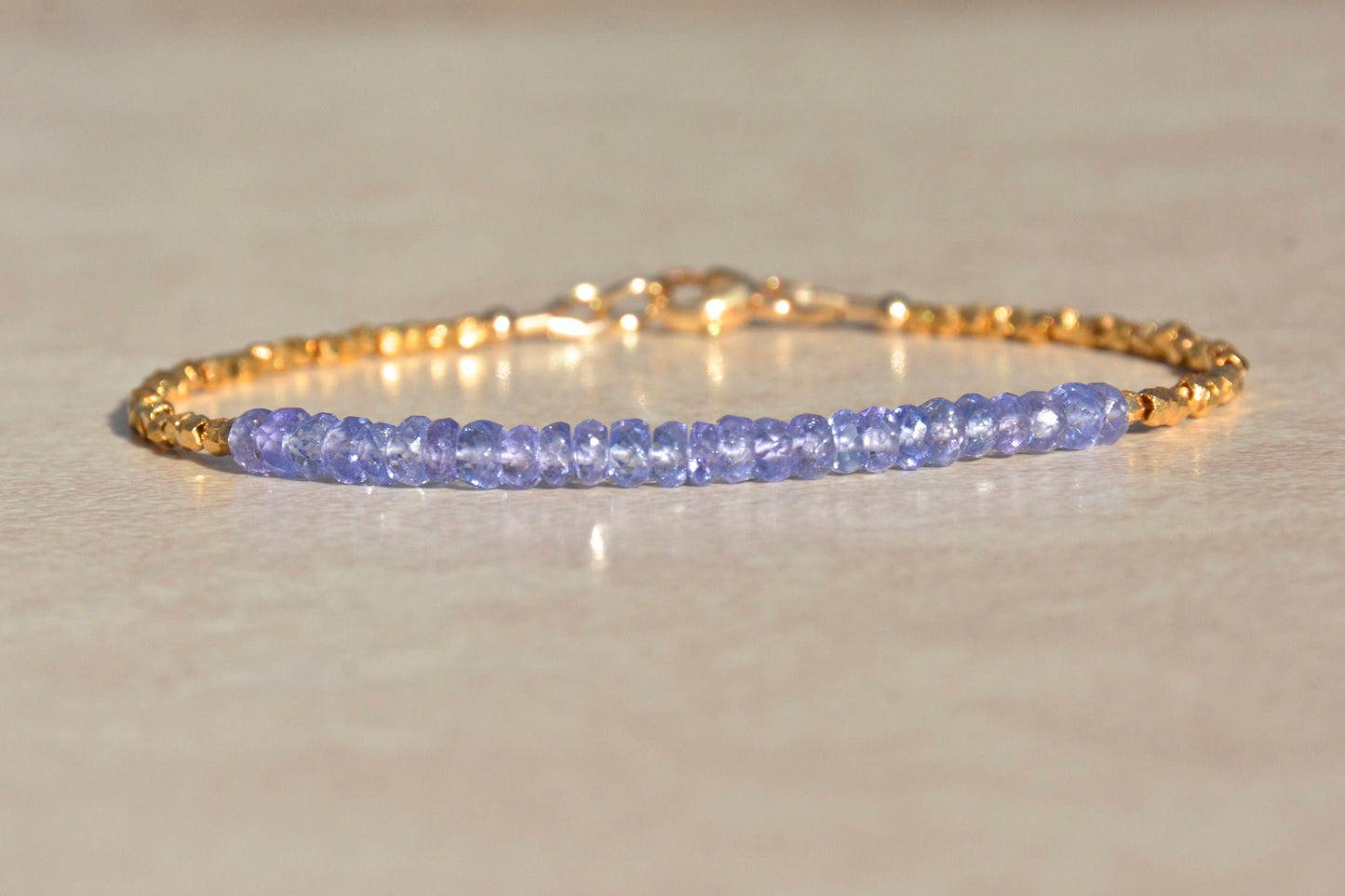 Tanzanite Bracelet with Gold Vermeil Beads