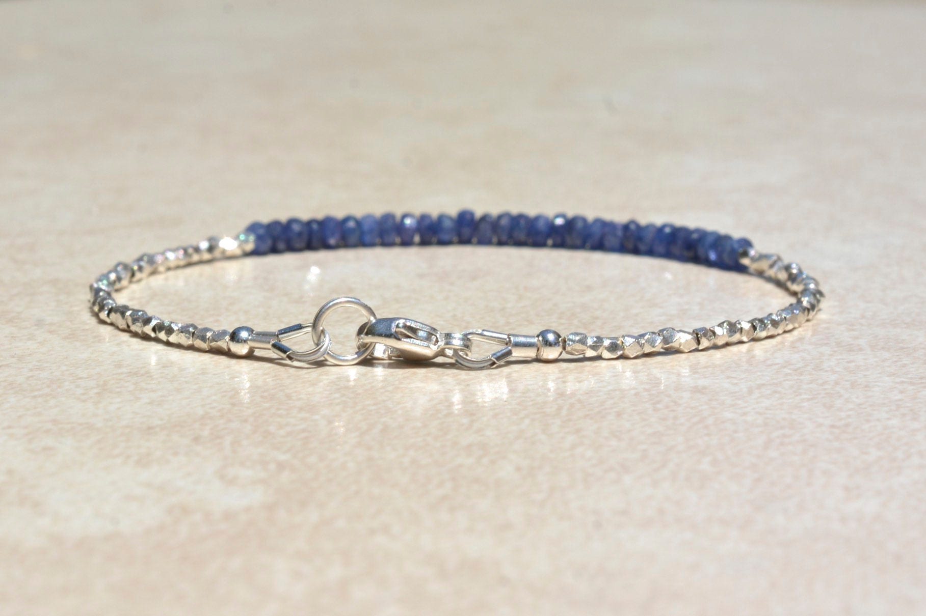 Sapphire & Silver Bracelet | September Birthstone