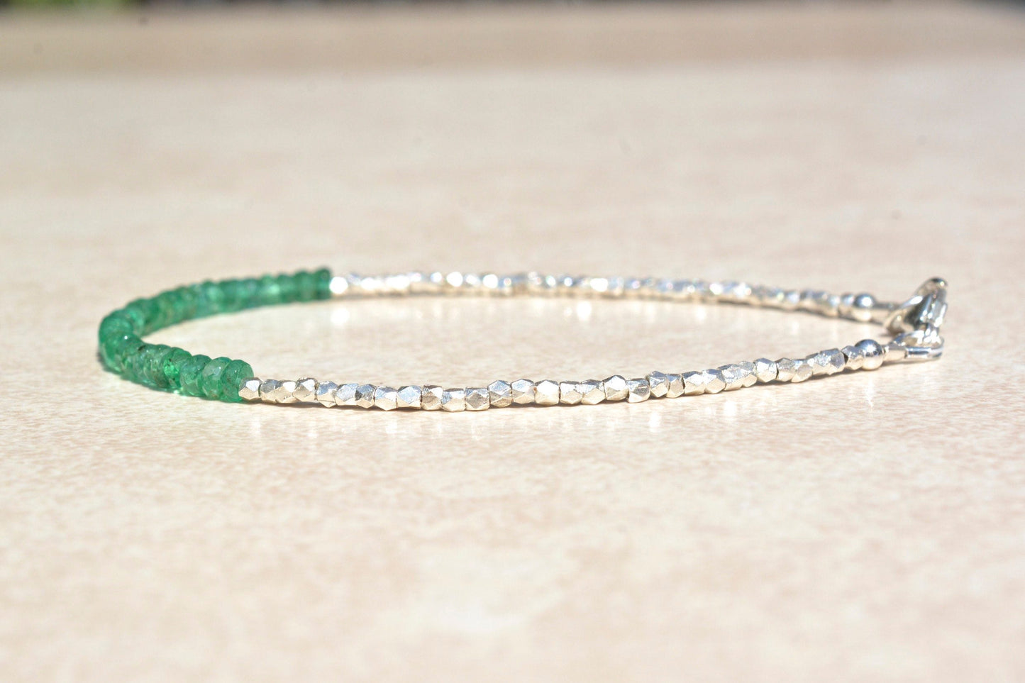 Zambian Emerald Birthstone Bracelet for May