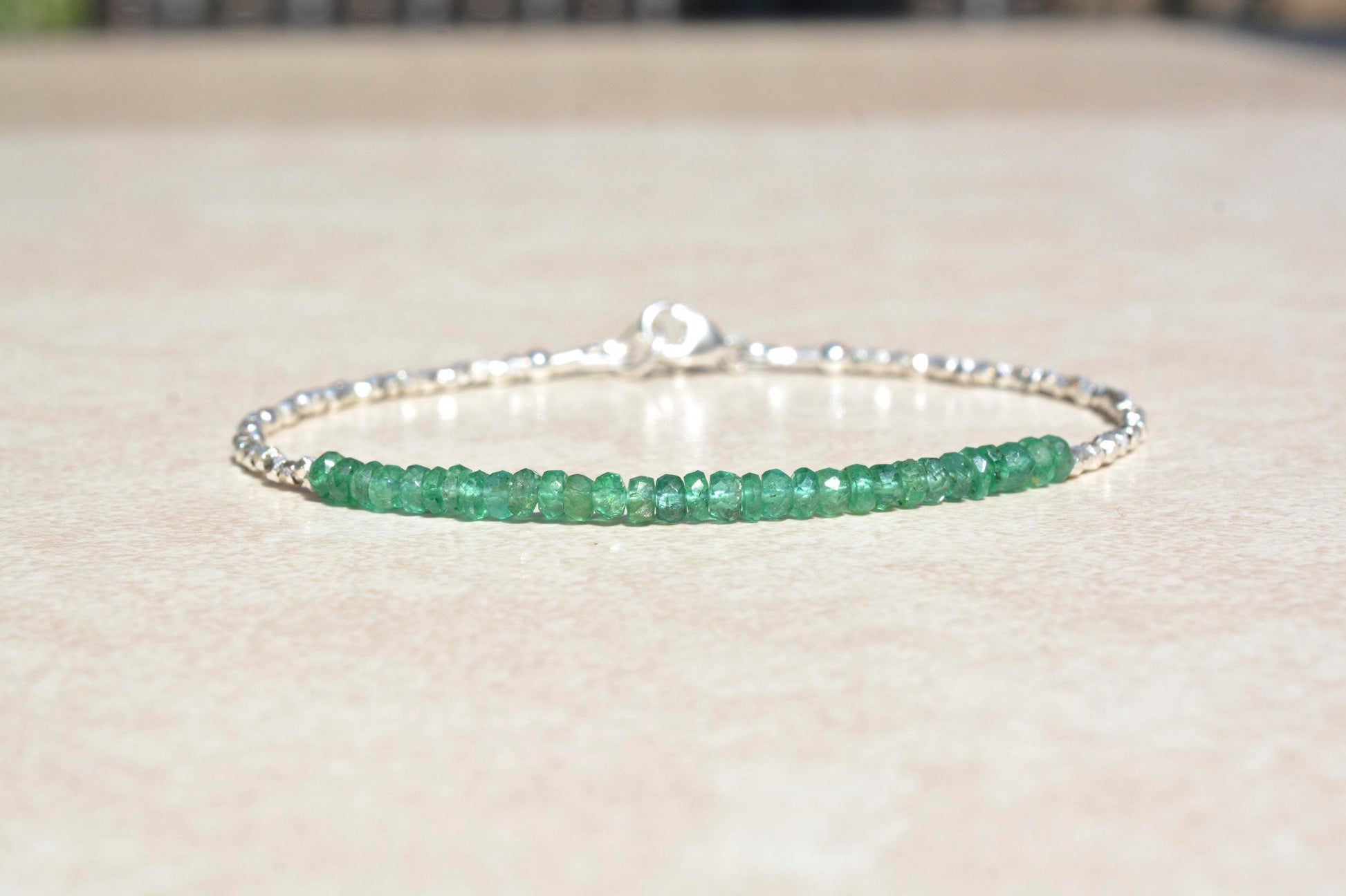 Zambian Emerald Birthstone Bracelet for May