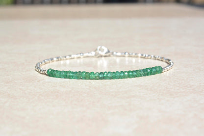 Zambian Emerald Birthstone Bracelet for May