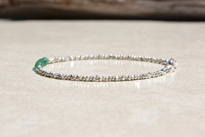 Zambian Emerald & Silver Beaded Bracelet