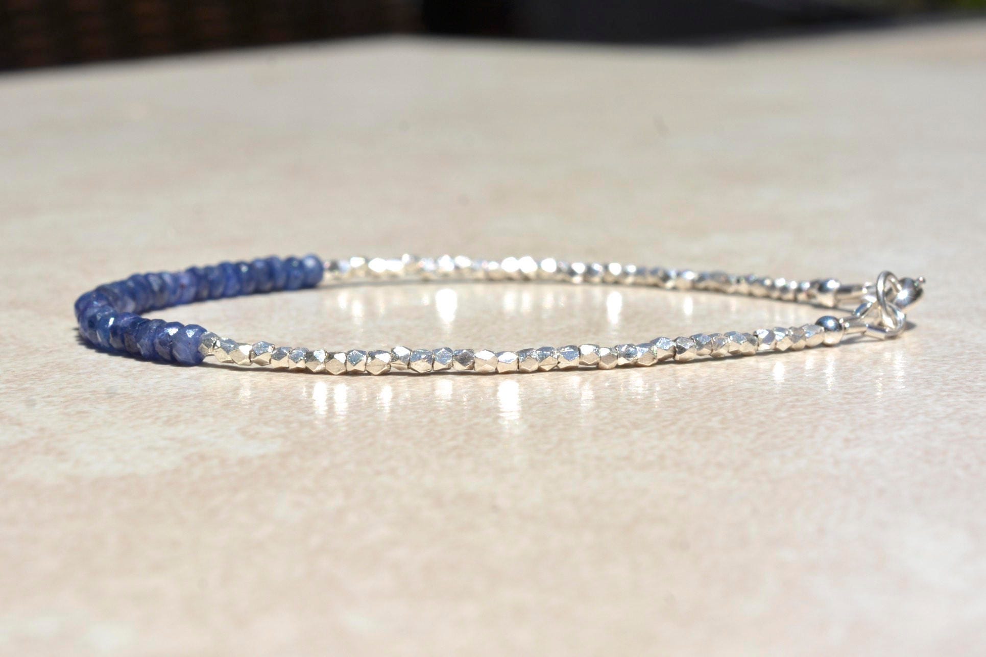 Sapphire & Silver Bracelet | September Birthstone