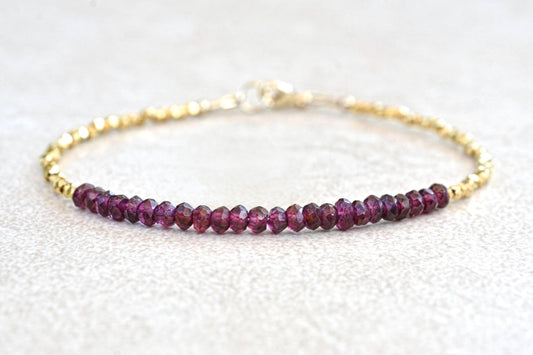 Beaded Garnet Gold Gemstone Bracelet