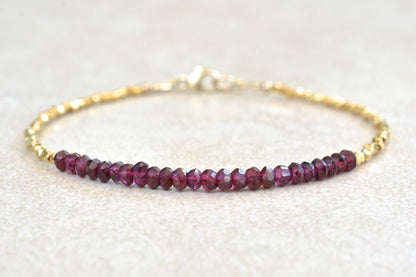 Beaded Garnet Gold Gemstone Bracelet