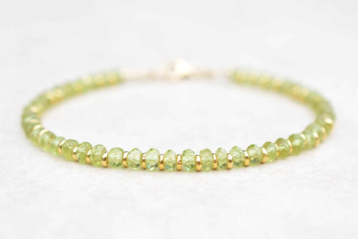 Peridot August Birthstone Beaded Bracelet