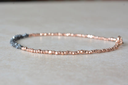 Black Diamond Bracelet with Rose Gold Beads