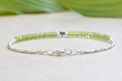 Peridot Beaded Gemstone Bracelet | August Birthstone