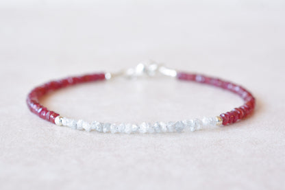 Diamond and Ruby Bracelet with Gold, Silver, Rose Gold