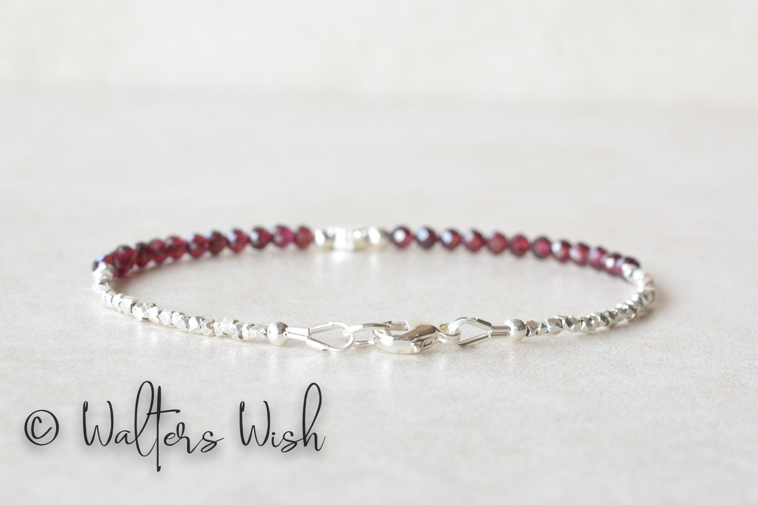 Garnet Gemstone Beaded Bracelet