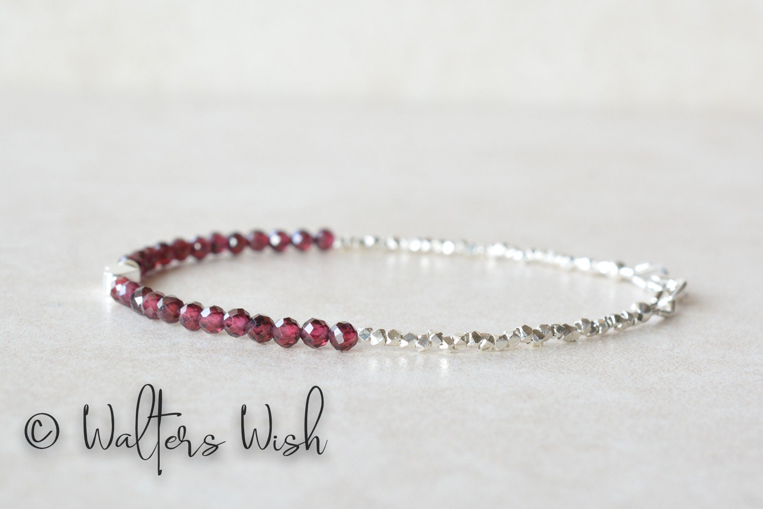 Garnet Gemstone Beaded Bracelet