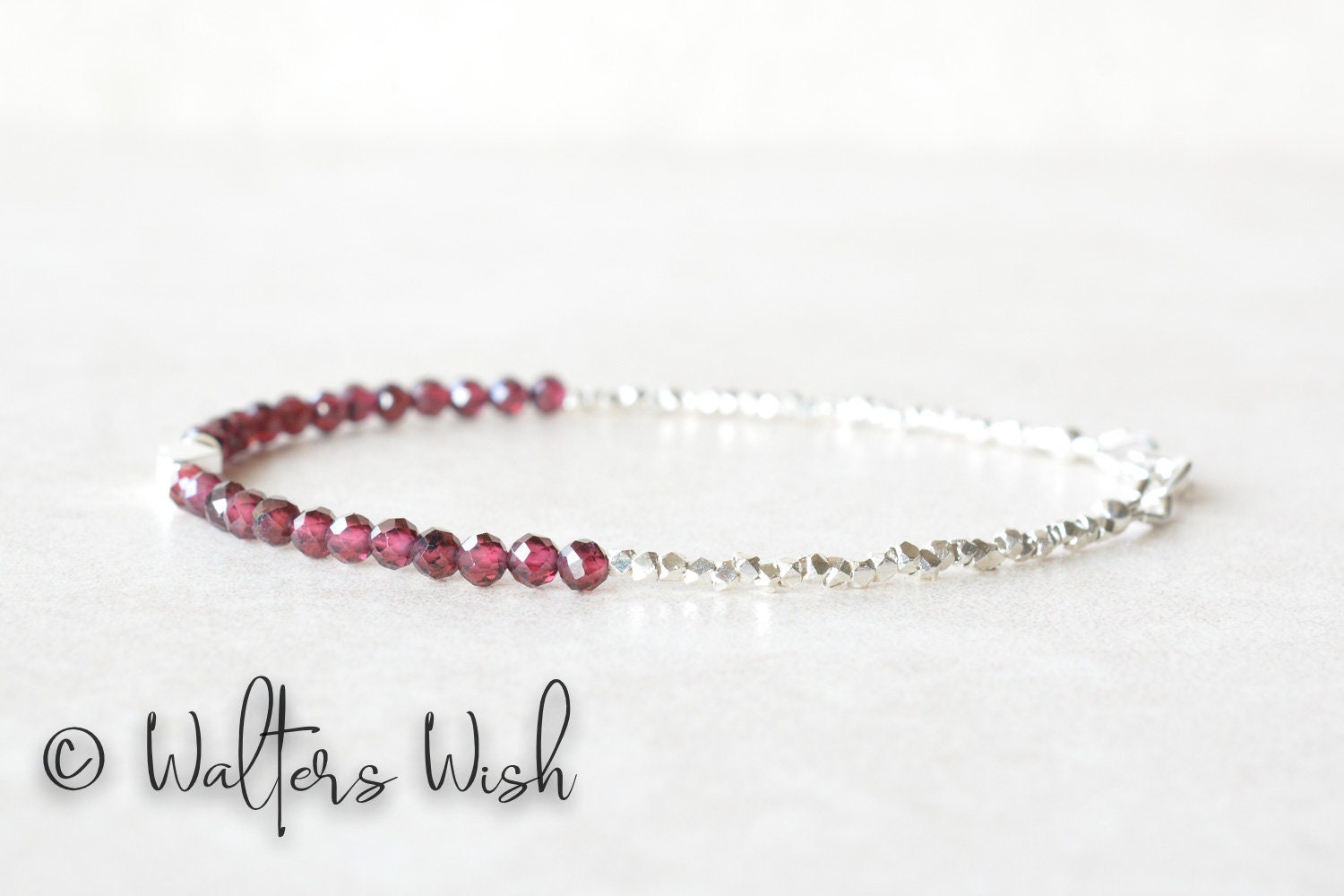 Garnet Gemstone Beaded Bracelet