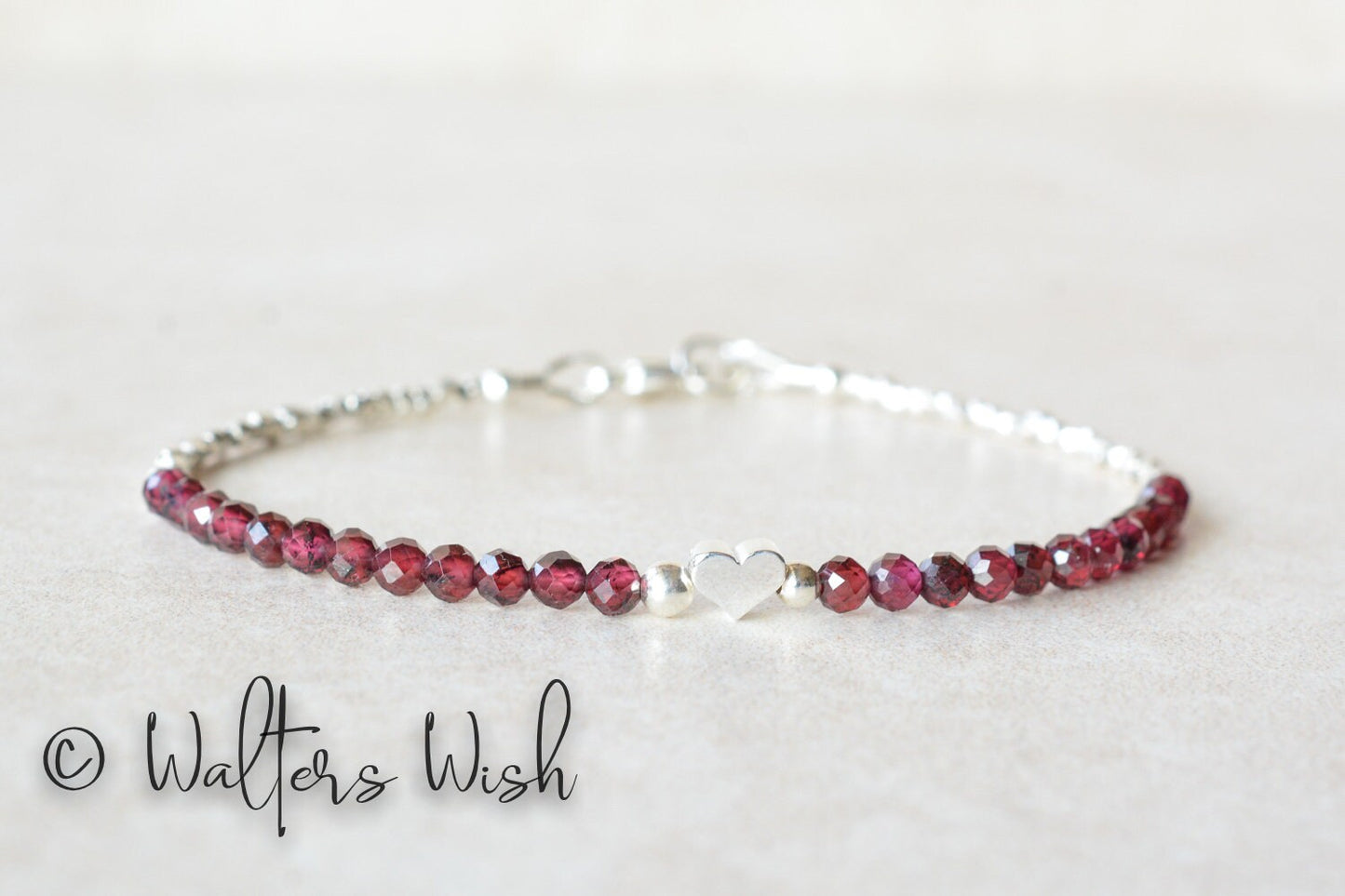 Garnet Gemstone Beaded Bracelet