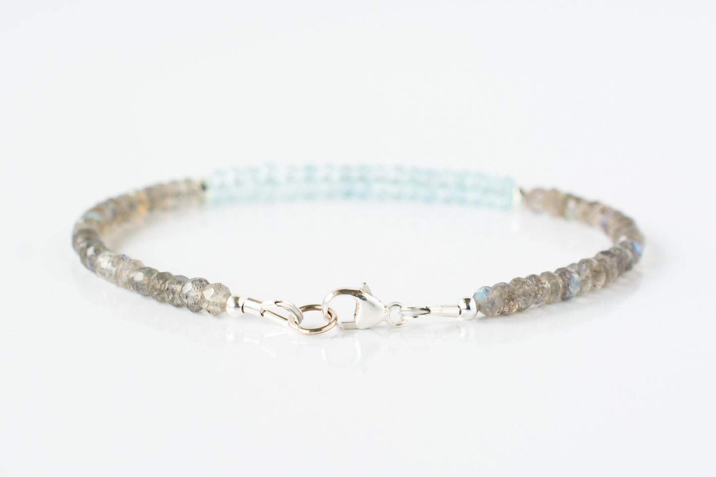 Aquamarine and Labradorite Beaded Bracelet