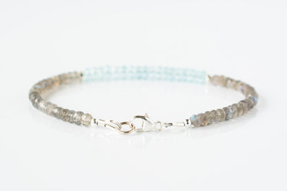 Aquamarine and Labradorite Beaded Bracelet