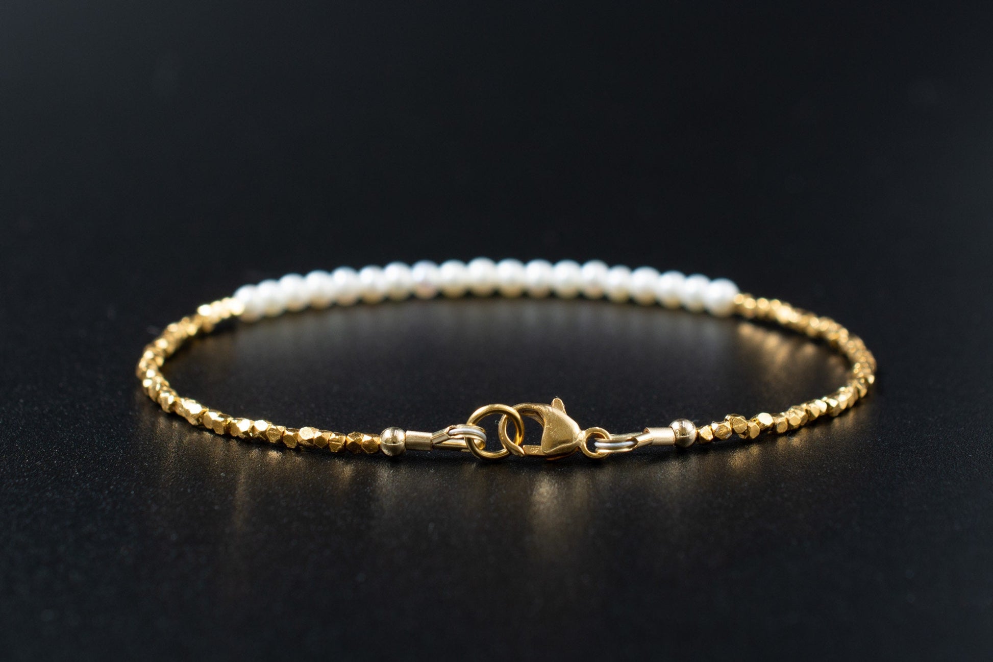 Gold Vermeil & Freshwater Pearl Bead Bracelet