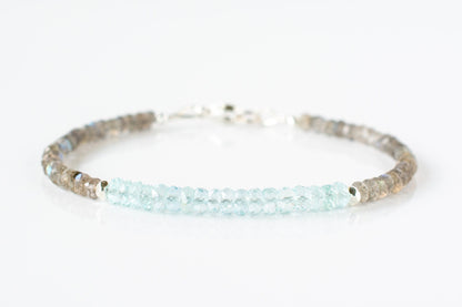 Aquamarine and Labradorite Beaded Bracelet