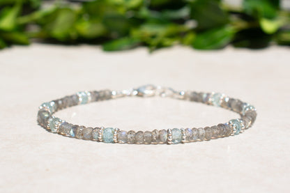 Labradorite & Aquamarine Beaded Bracelet