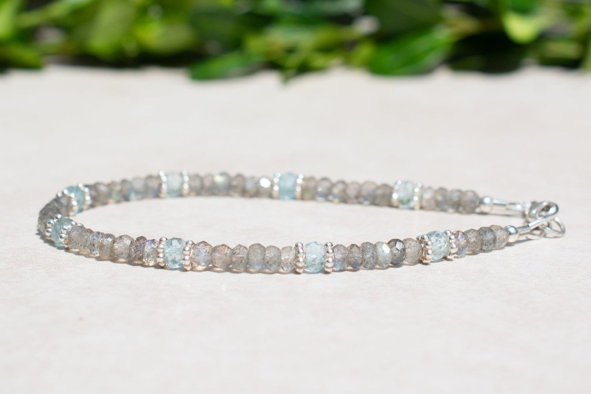 Labradorite & Aquamarine Beaded Bracelet