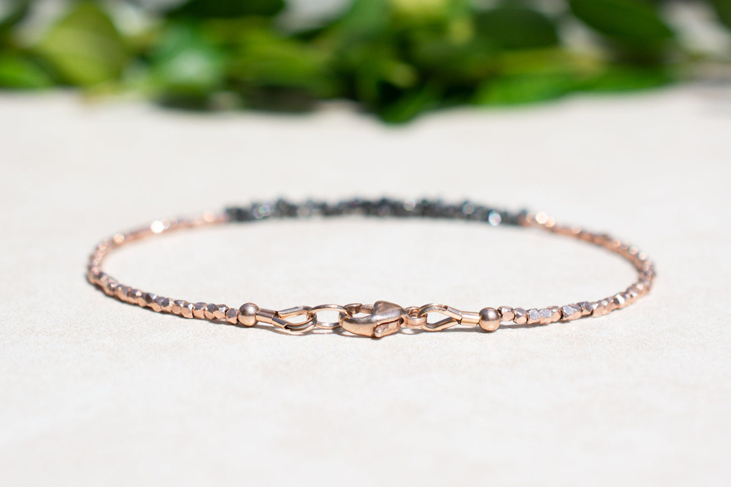 Black Diamond Bracelet with Rose Gold Beads