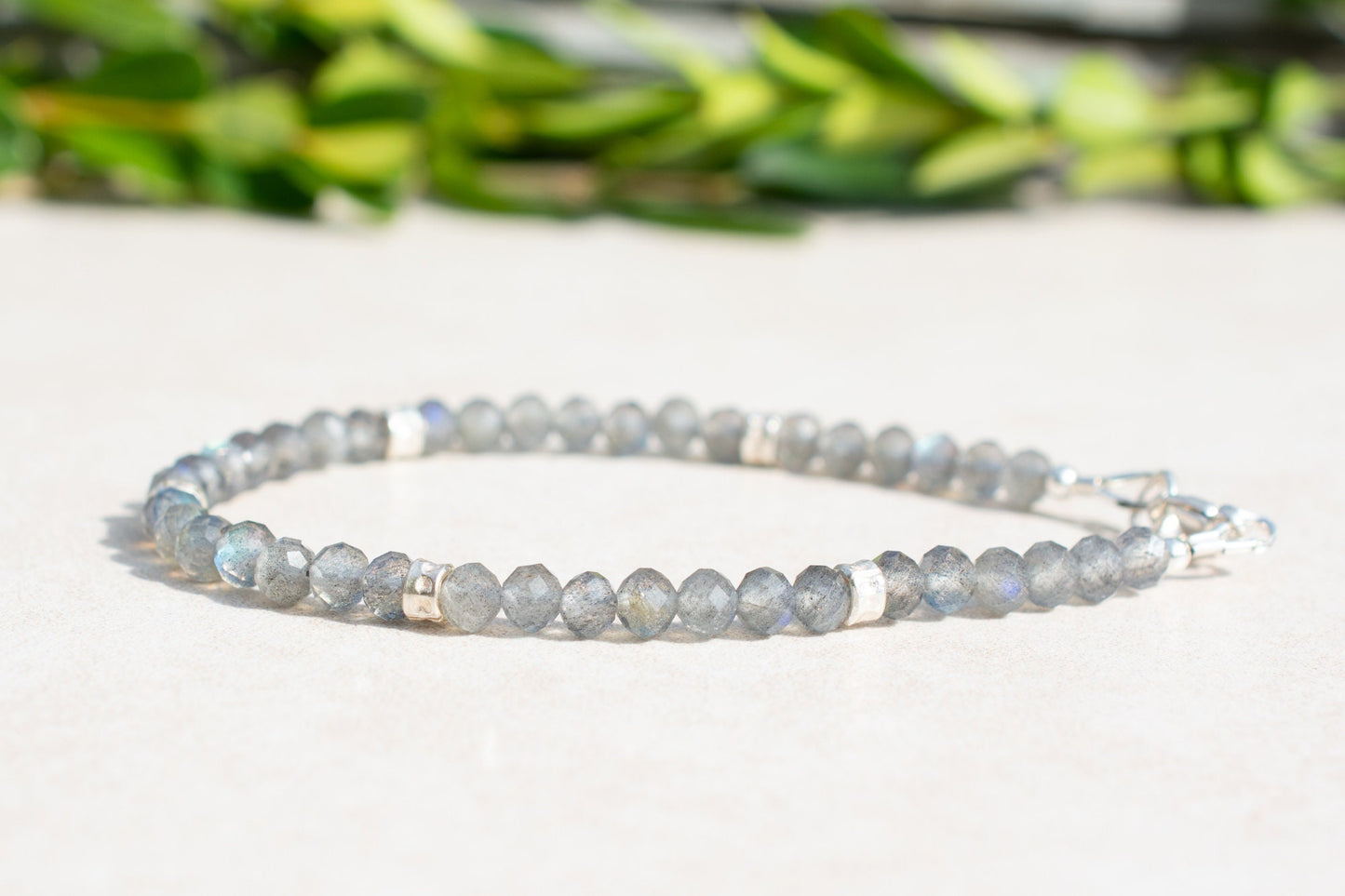 Labradorite & Silver Bead Bracelet